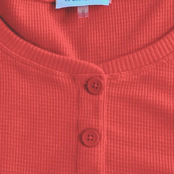 Calvin Klein Pink Waffle‑Knit Henley Top (Women’s M) - Picture 4 of 11